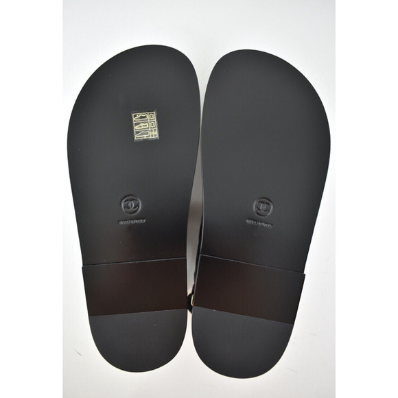 Chanel REV Black Caviar Gold CC Logo Mule Slide Strap Flat Teva Dad Sandal 36.5 - Picture 12 of 12